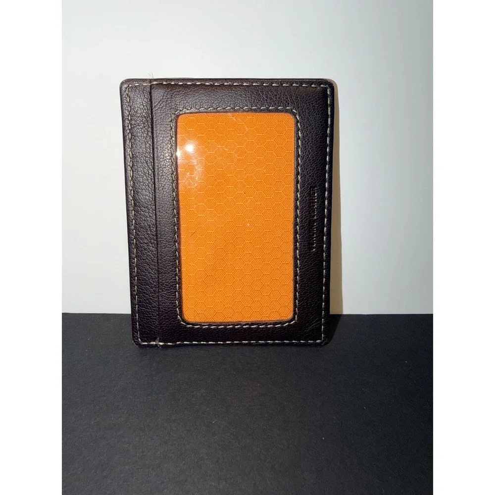 Timberland PRO Mens Brown Genuine Leather Slim Front Pocket ID Window Wallet